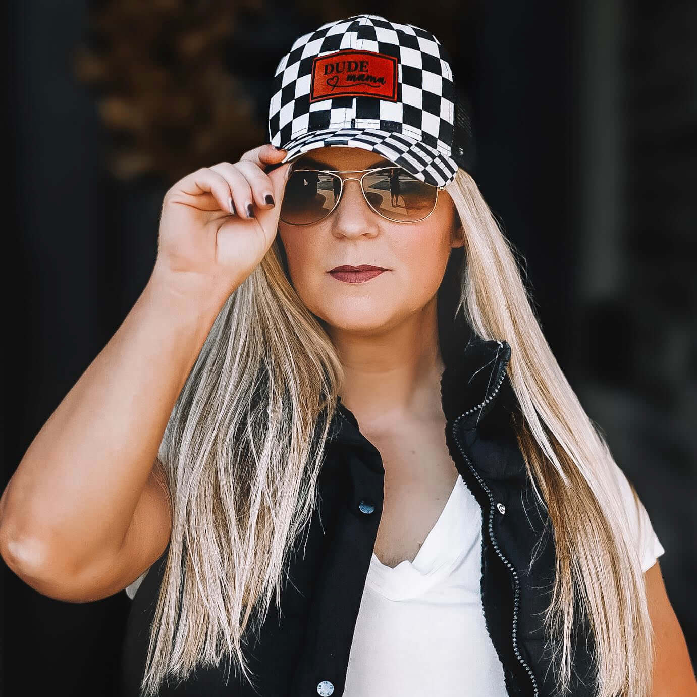Dude Mama Checkered Hat