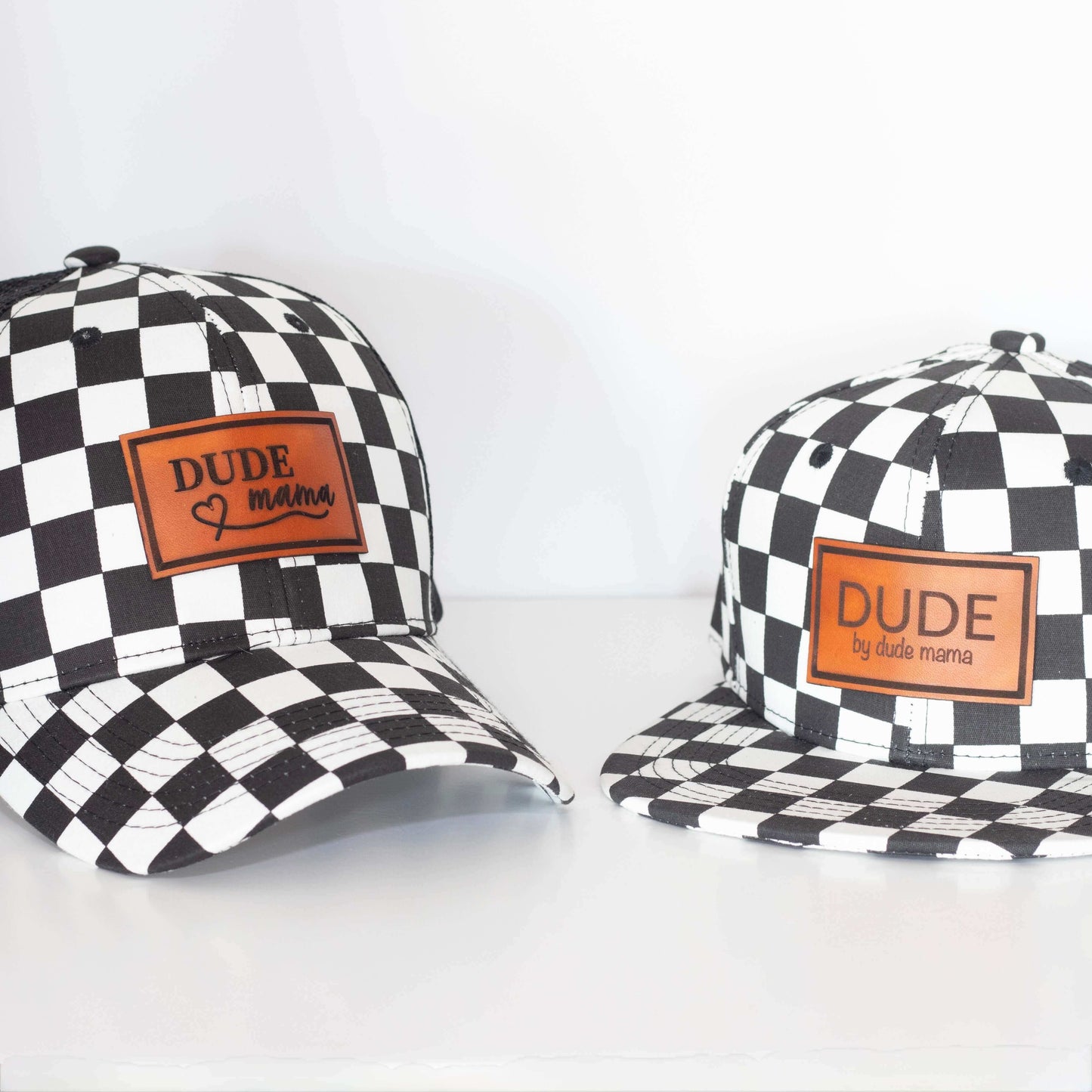 Matching mom and son hats | Black & White Checkered Hats
