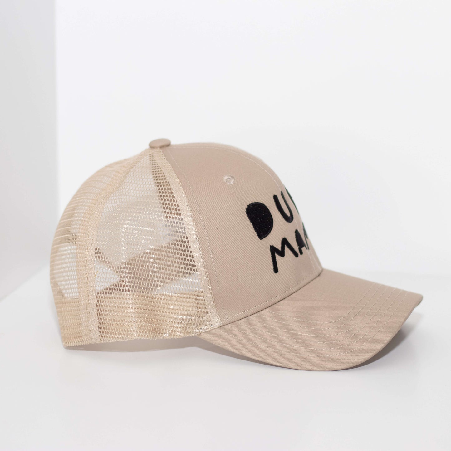 Dude Mama Black Embroidered Tan Hat
