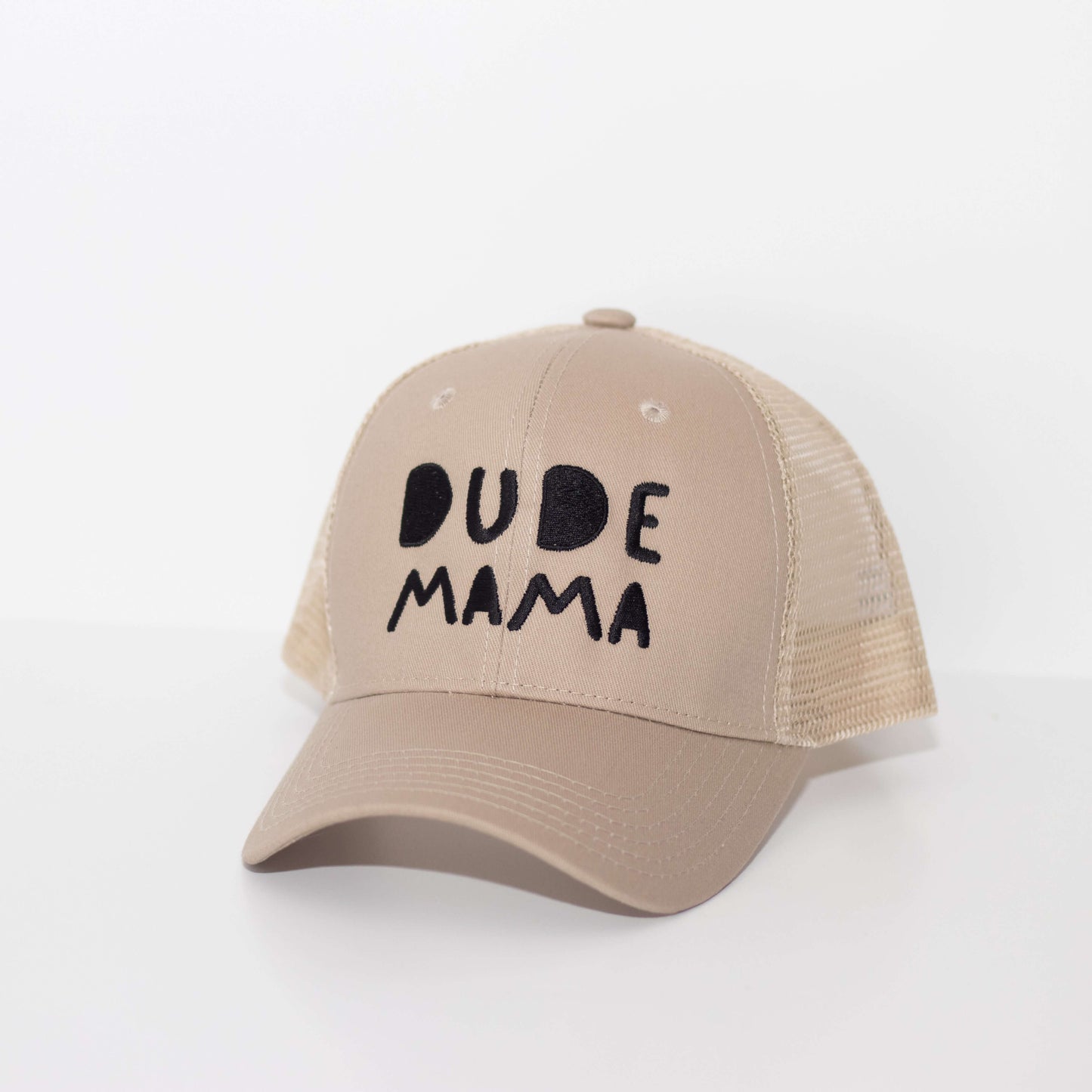 Dude Mama Black Embroidered Tan Hat