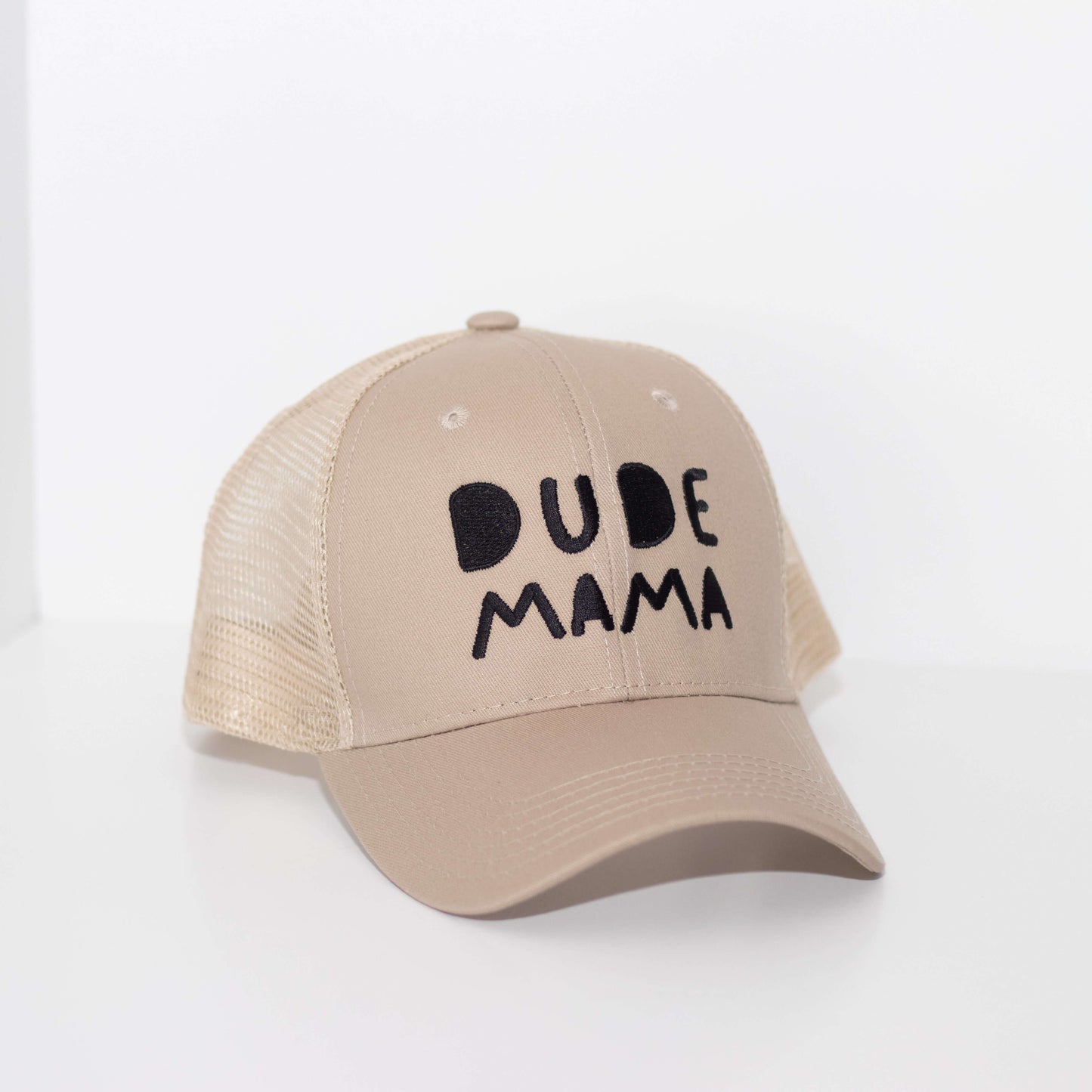 Dude Mama Black Embroidered Tan Hat