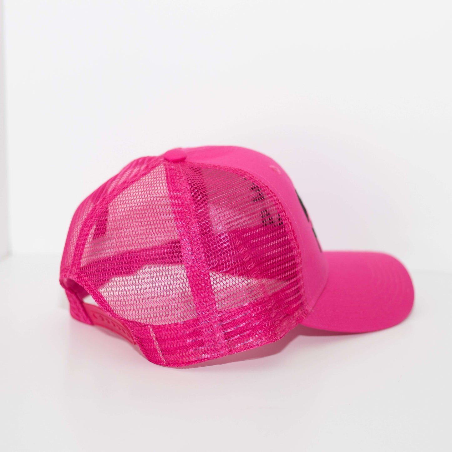 Dude Mama Black Embroidered Hot Pink Hat