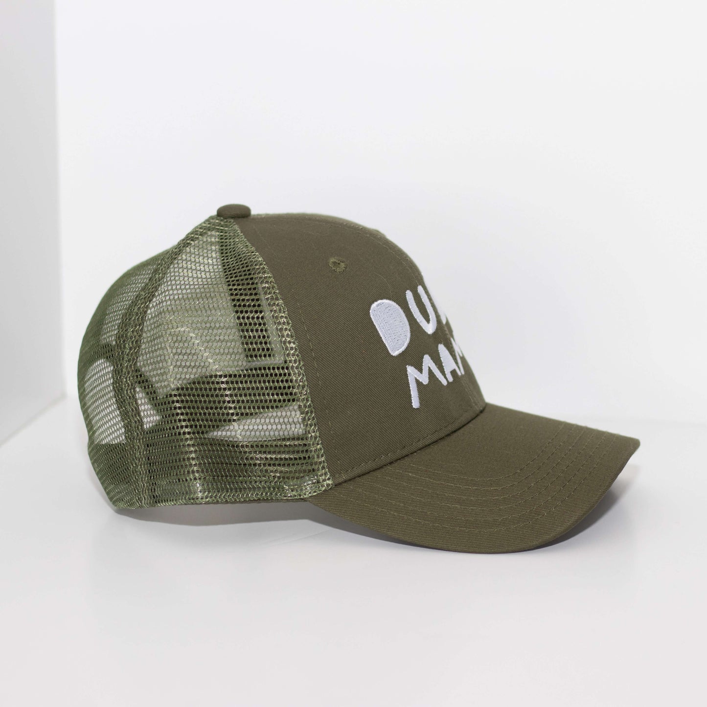 Dude Mama White Embroidered Green Hat
