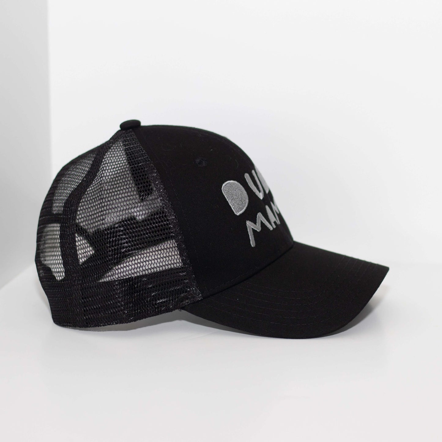Dude Mama Grey Embroidered Black Hat