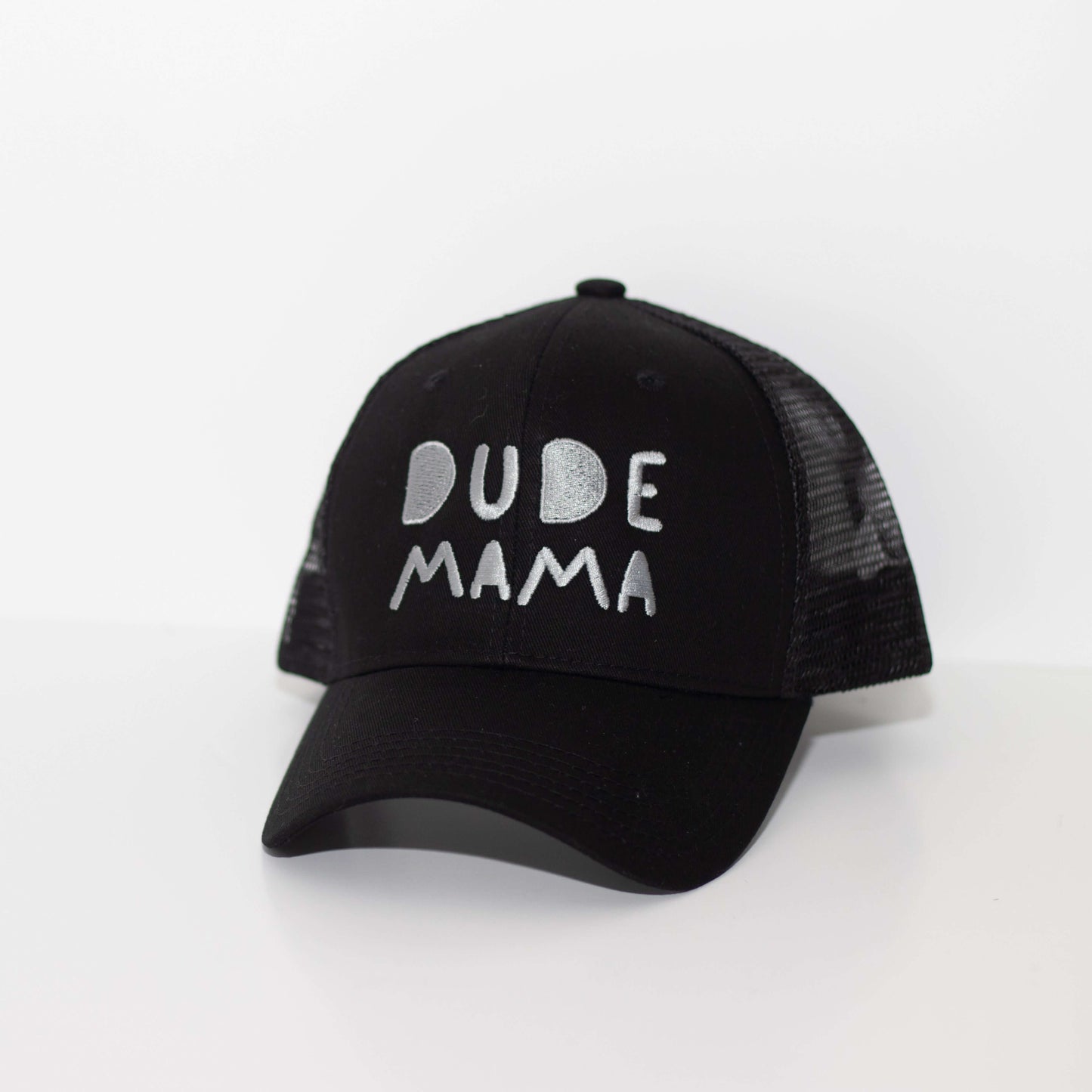 Dude Mama Grey Embroidered Black Hat