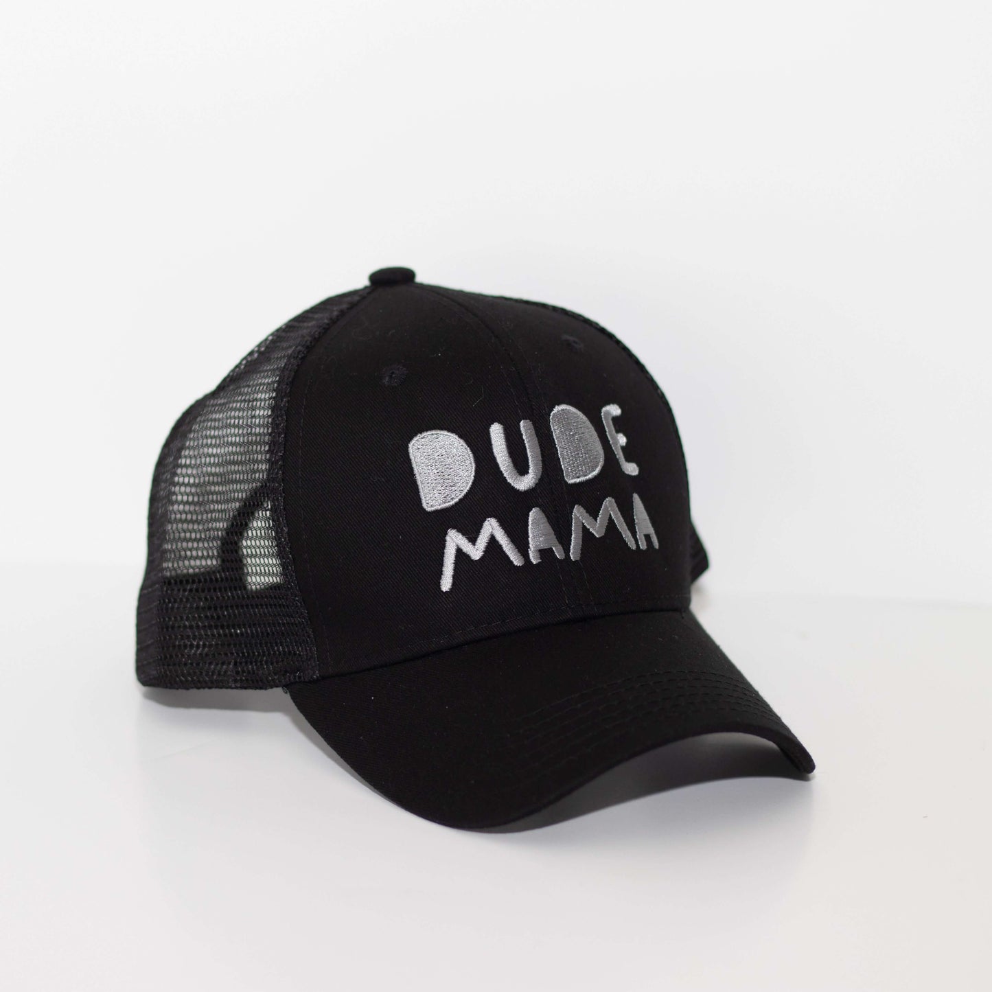 Dude Mama Grey Embroidered Black Hat