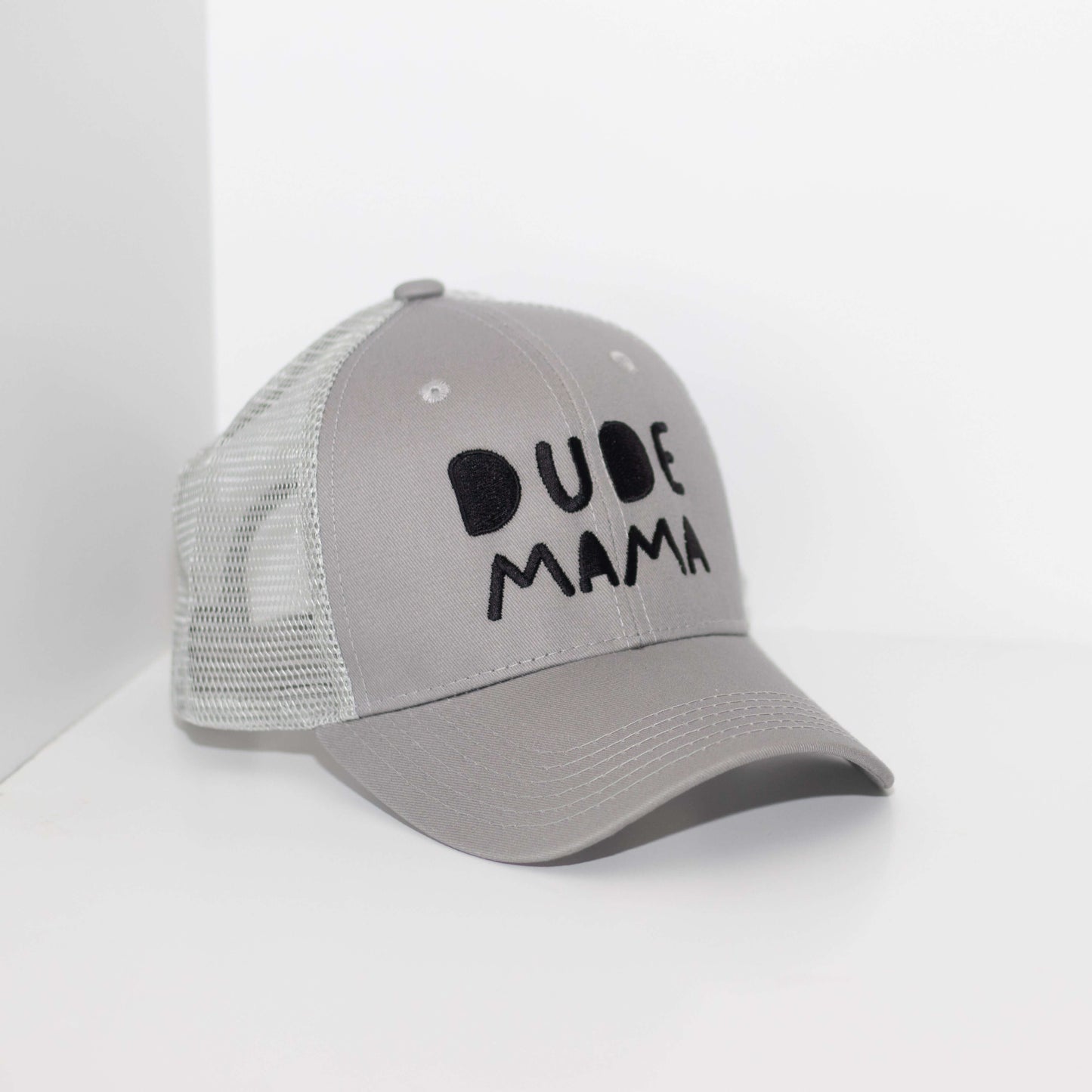 Dude Mama Black Embroidered Grey Hat