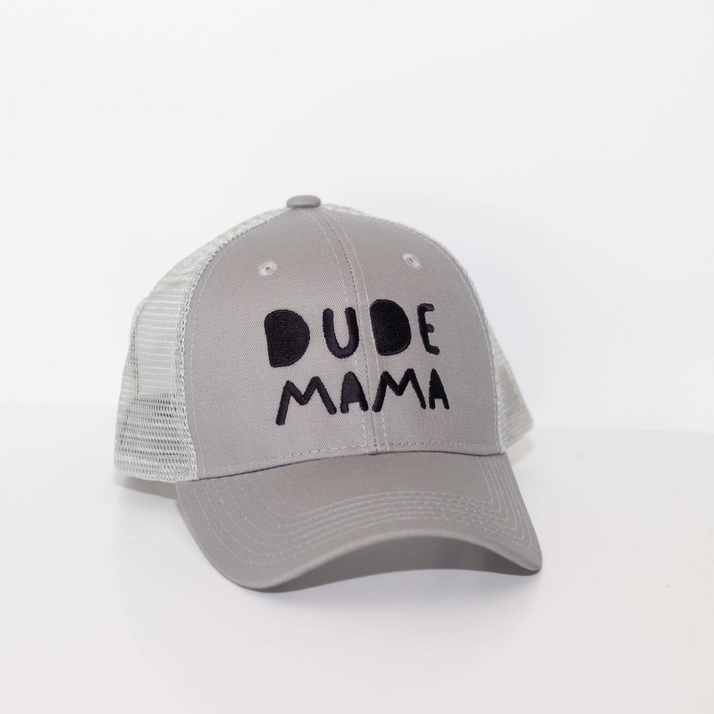 Dude Mama Black Embroidered Grey Hat