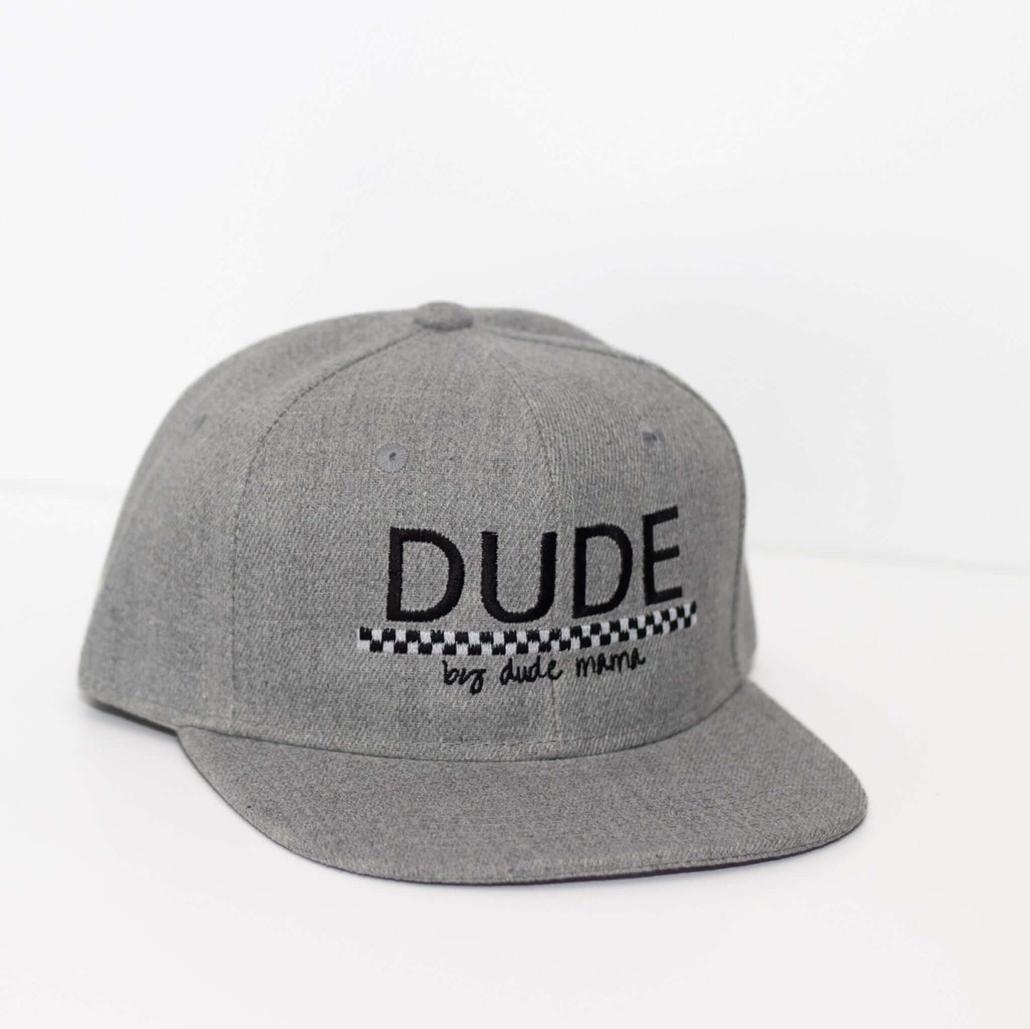 Mama & Dude Matching Light Gray Checkered Hats