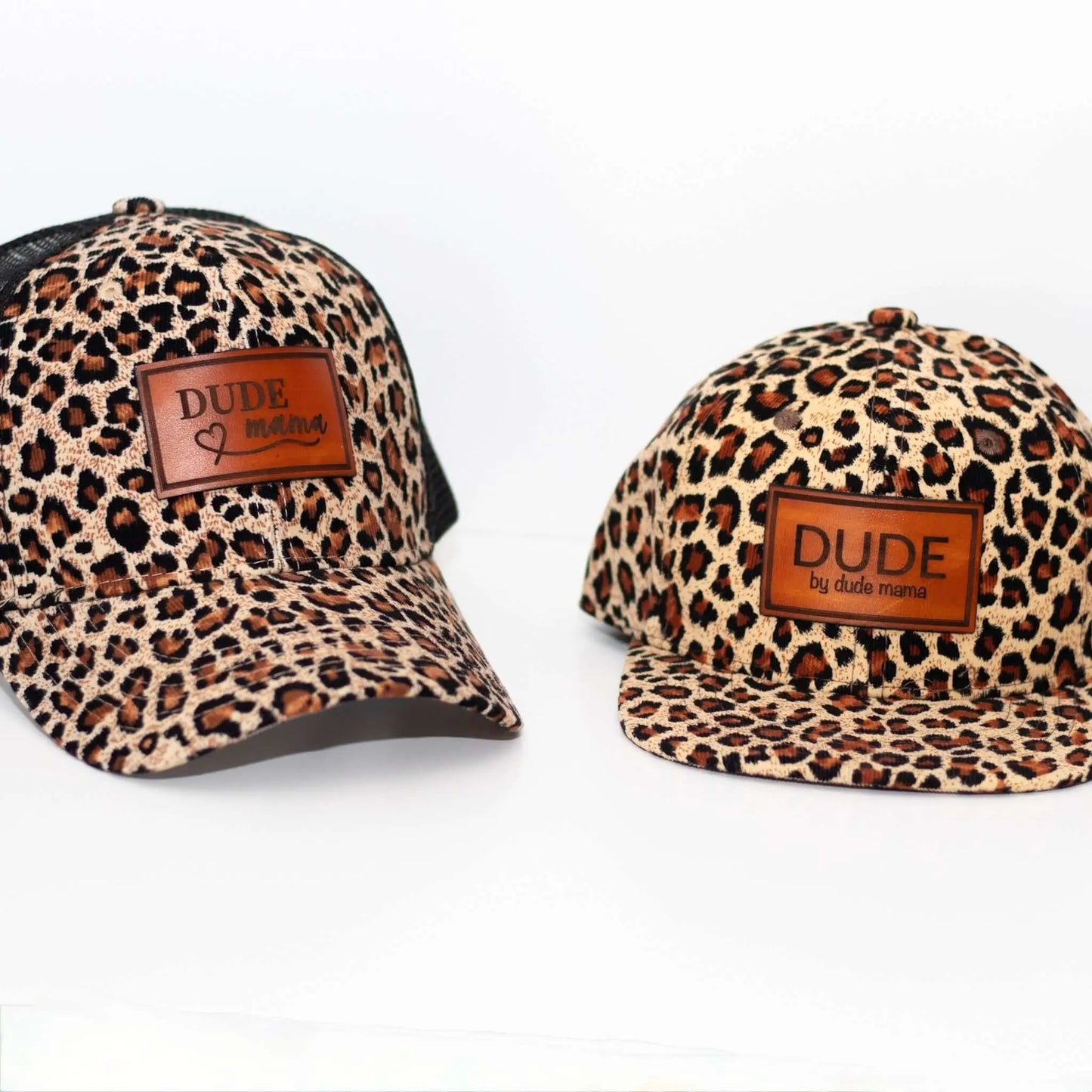Animal print boy hat set featuring two stylish caps for boys, perfect for adding personality to any outfit.