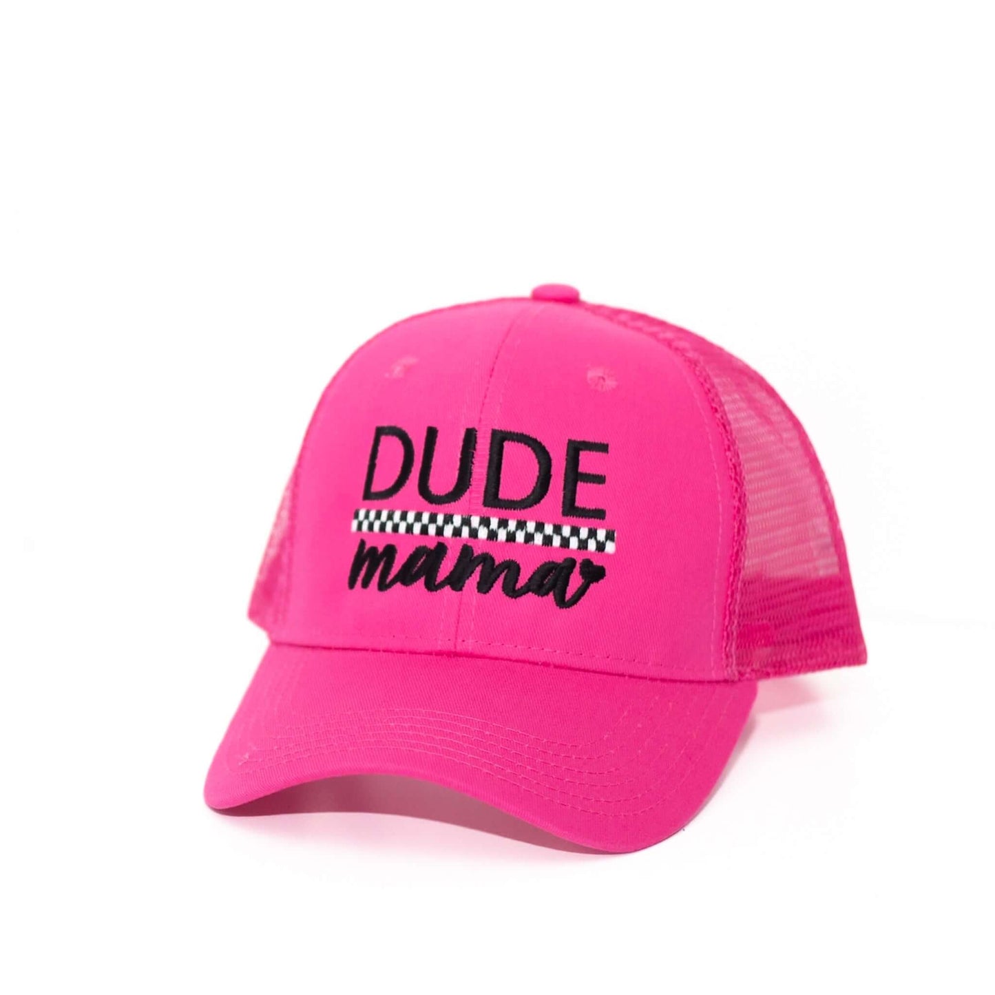 Dude Mama Checkered Hot Pink Hat