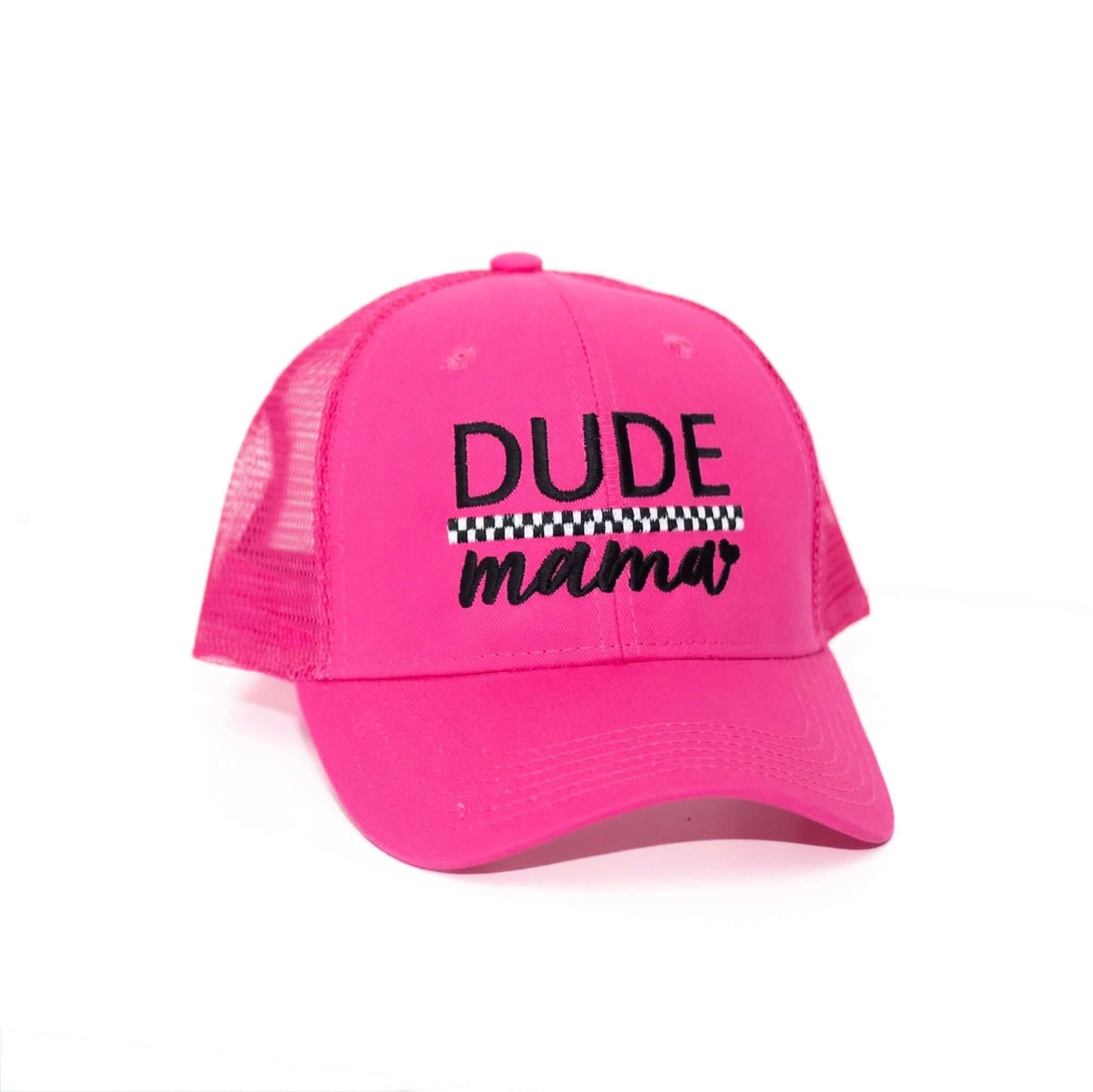 Mama & Dude Matching Hot Pink Checkered Hats