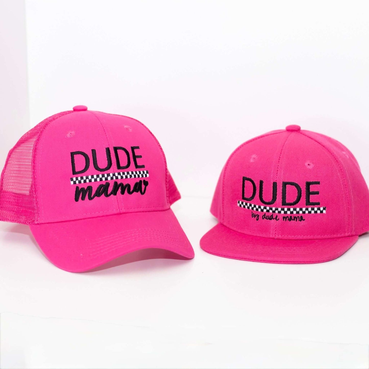 Dude Mama Checkered Hot Pink Hat