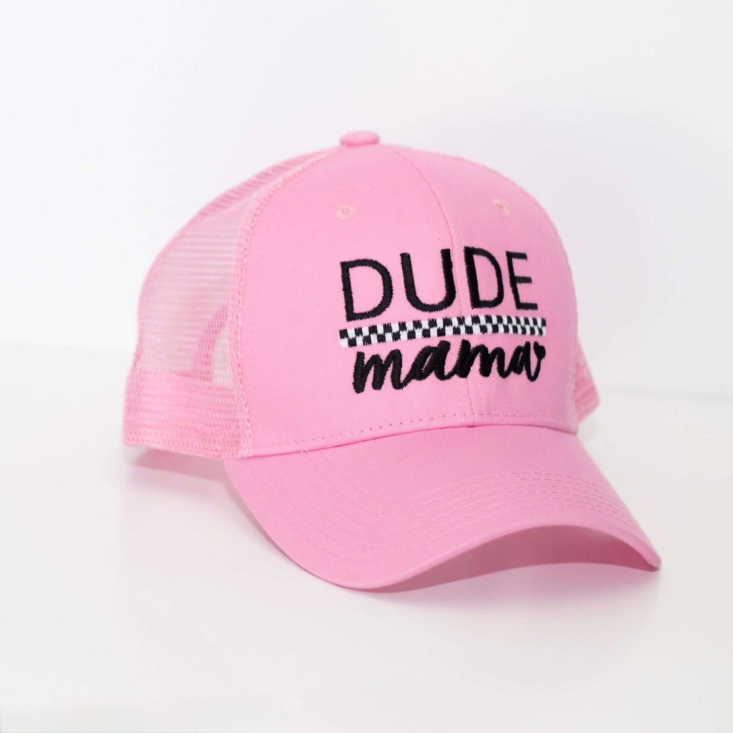 Dude Mama Light Pink Checkered Hat