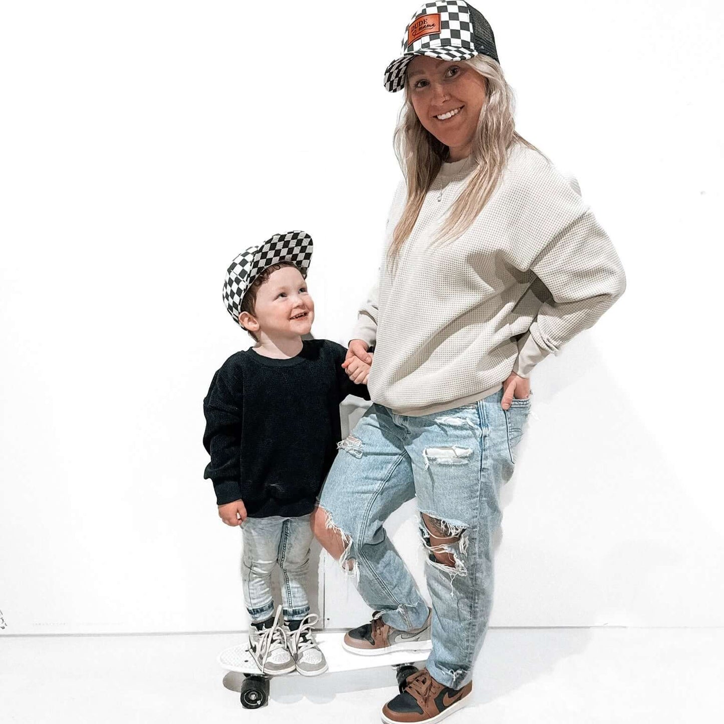 Mama & Dude Matching Checkered Hats