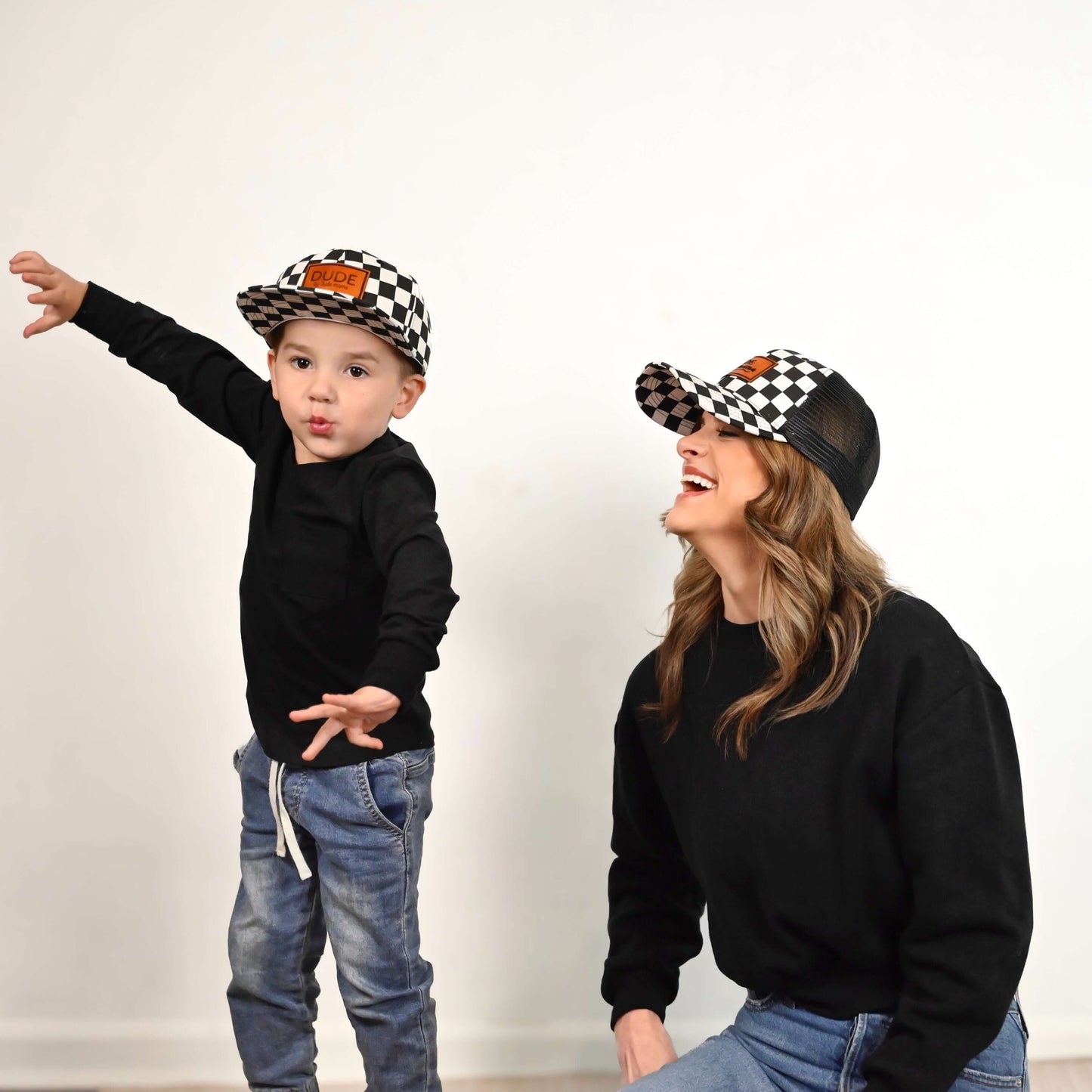Mama & Dude Matching Checkered Hats