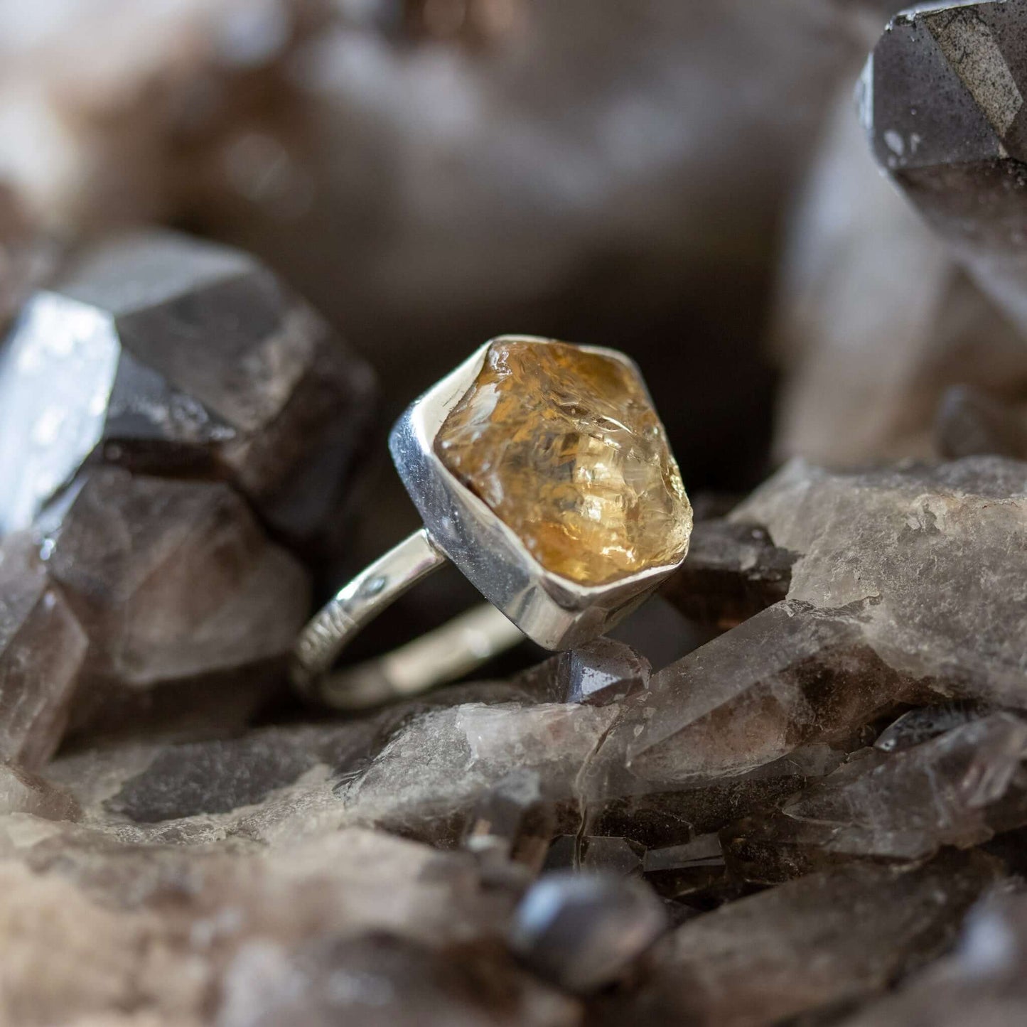 Engraved Dude Mama Citrine Ring