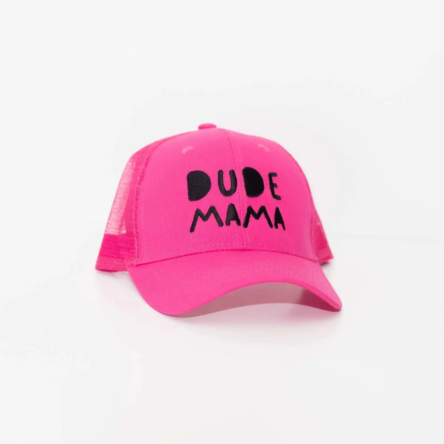Hot pink Dude Mama hat, perfect for boy moms looking to showcase their pride with style. Boy mom hat