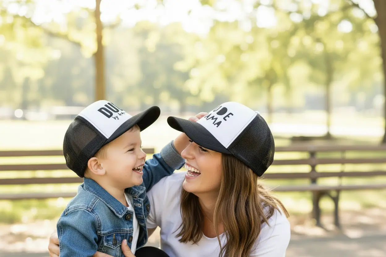 Black + White Dude Mama | Boy Mom Hat Dude Mama
