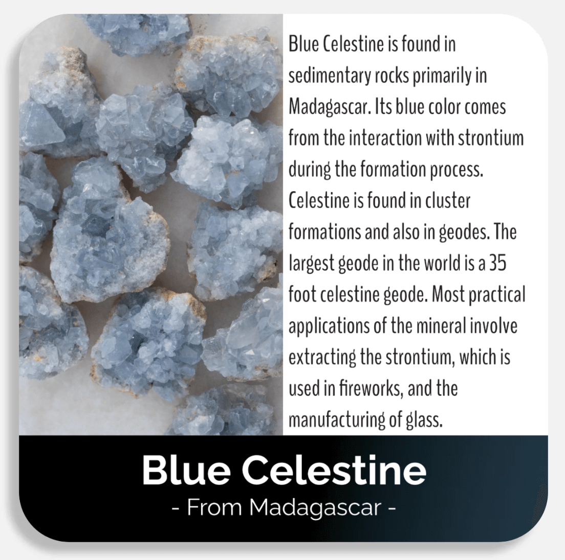 Blue Celestine + Dude Rocks Card