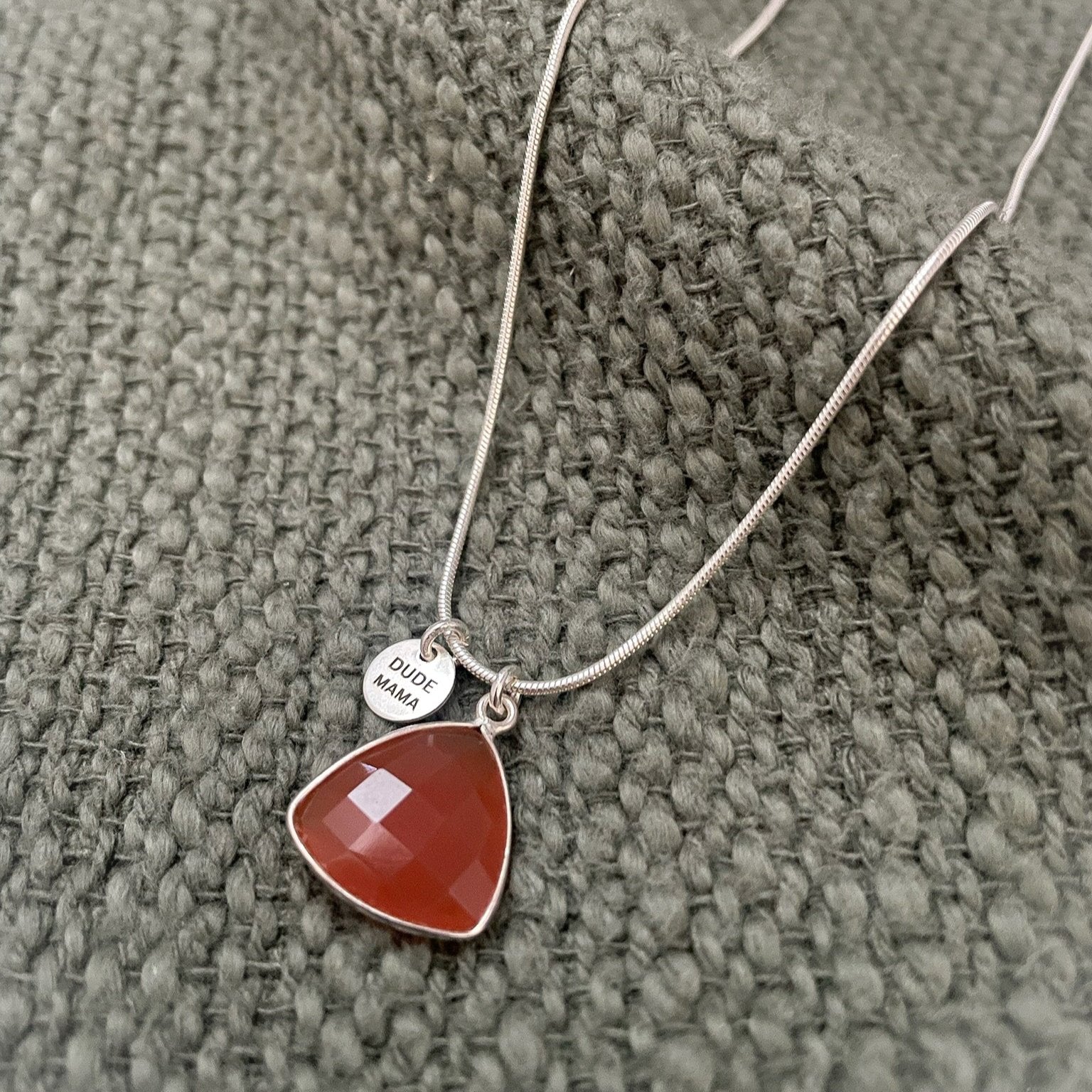 Engraved Dude Mama Carnelian Necklace