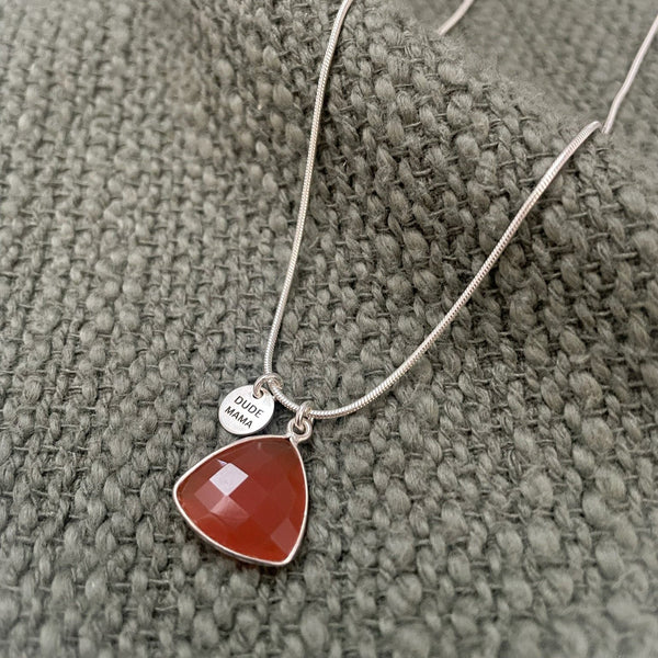 Engraved Dude Mama Carnelian Necklace