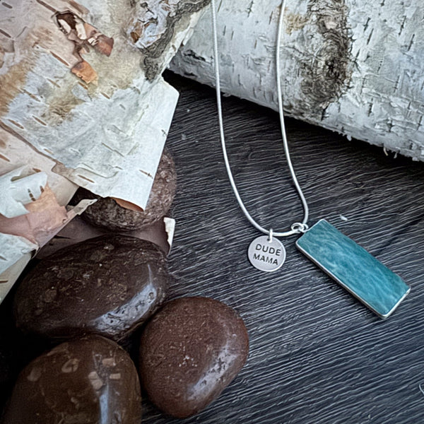 Engraved Dude Mama Amazonite Necklace