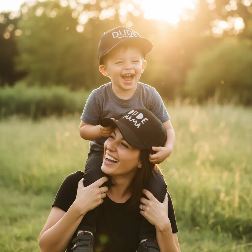 Black + Gray Matching Hats for Dude & Mama Dude Mama