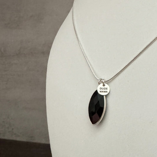 Engraved Dude Mama Black Onyx Necklace