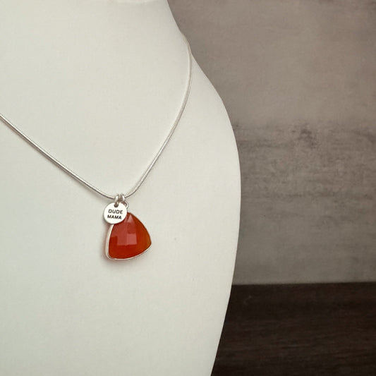 Engraved Dude Mama Carnelian Necklace