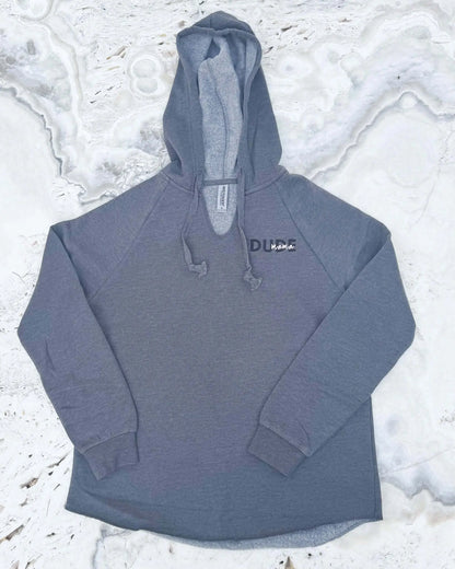 Dark gray Dude Mama Boy Mom sweatshirt, a cozy and comfortable hoodie for boy moms.