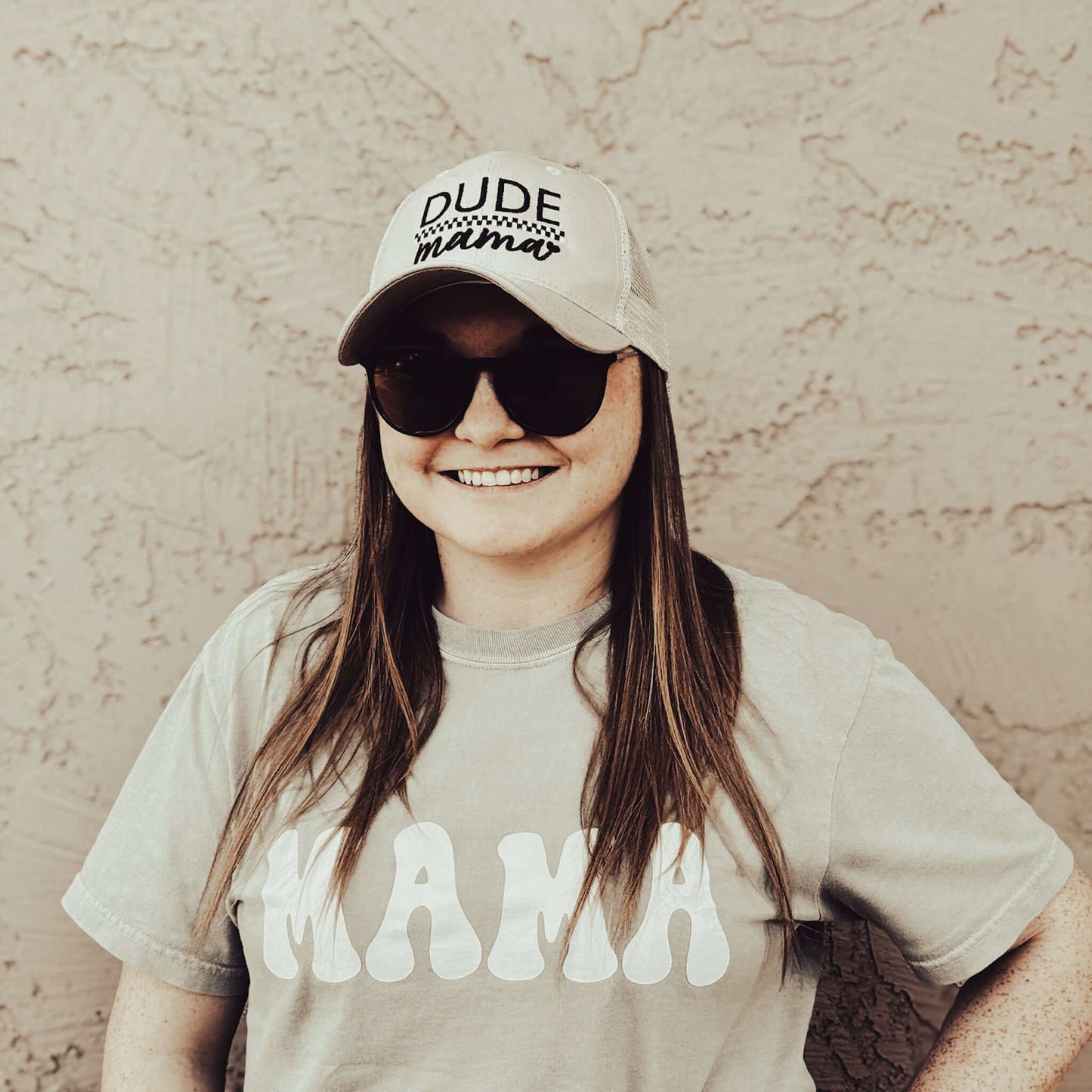 Dude Mama Checkered Tan Hat