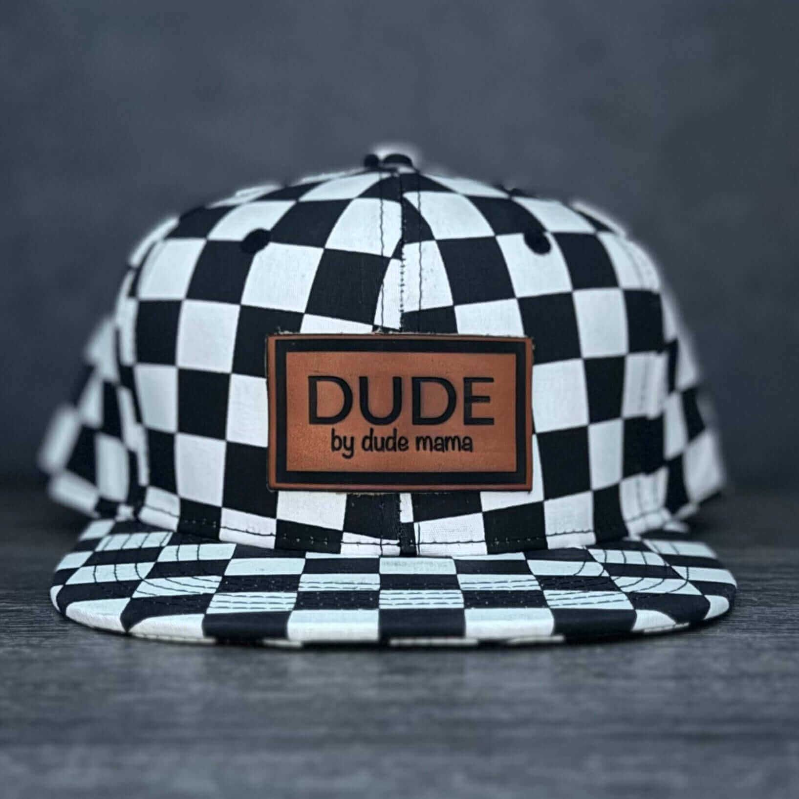 Black White Checkered Trucker Hat Dude Mama