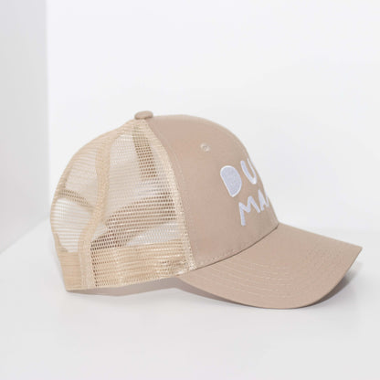 Dude Mama White Embroidered Tan Hat