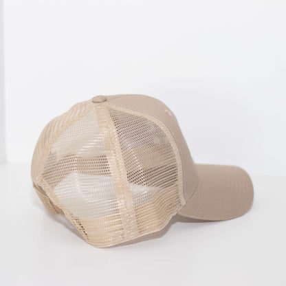 Dude Mama White Embroidered Tan Hat