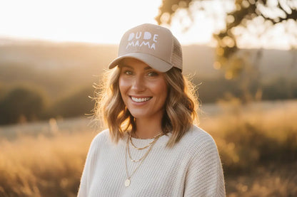 Tan w/ White Dude Mama Hat Dude Mama