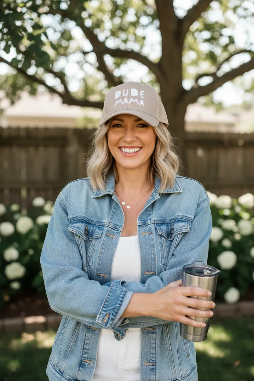 Tan + White Dude Mama Hat Dude Mama