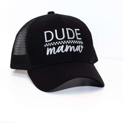 Dude Mama Checkered Black Hat