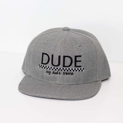 Mama & Dude Matching Light Gray Checkered Hats