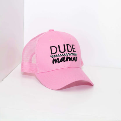 Dude Mama Light Pink Checkered Hat