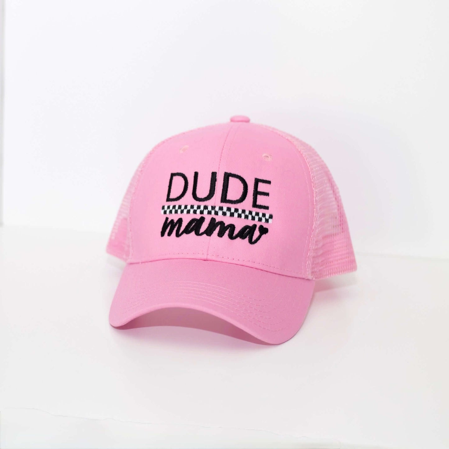 Dude Mama Light Pink Checkered Hat
