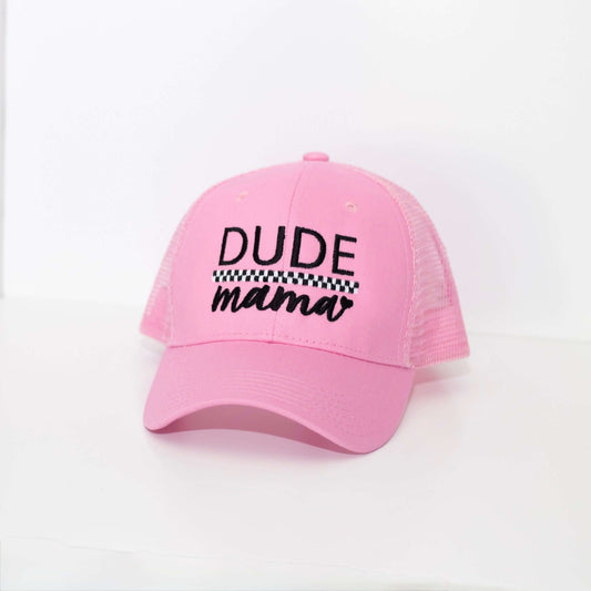 Dude Mama Light Pink Checkered Hat