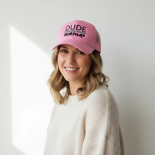 Light Pink + Checkered Dude Mama Hat Dude Mama