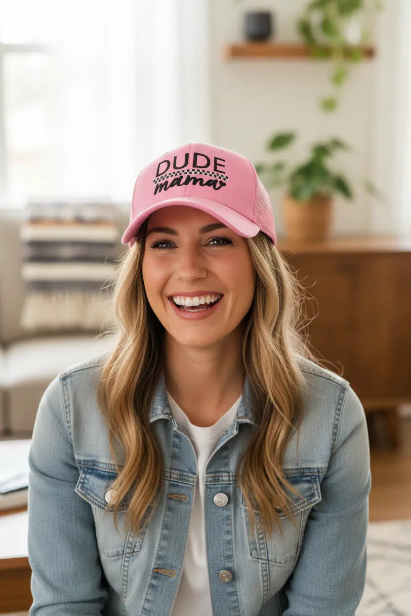 Light Pink + Checkered Dude Mama Hat Dude Mama