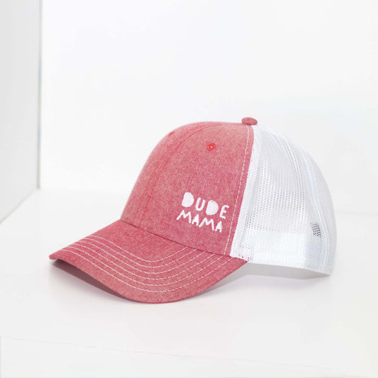 Dude Mama Light Red and White Hat