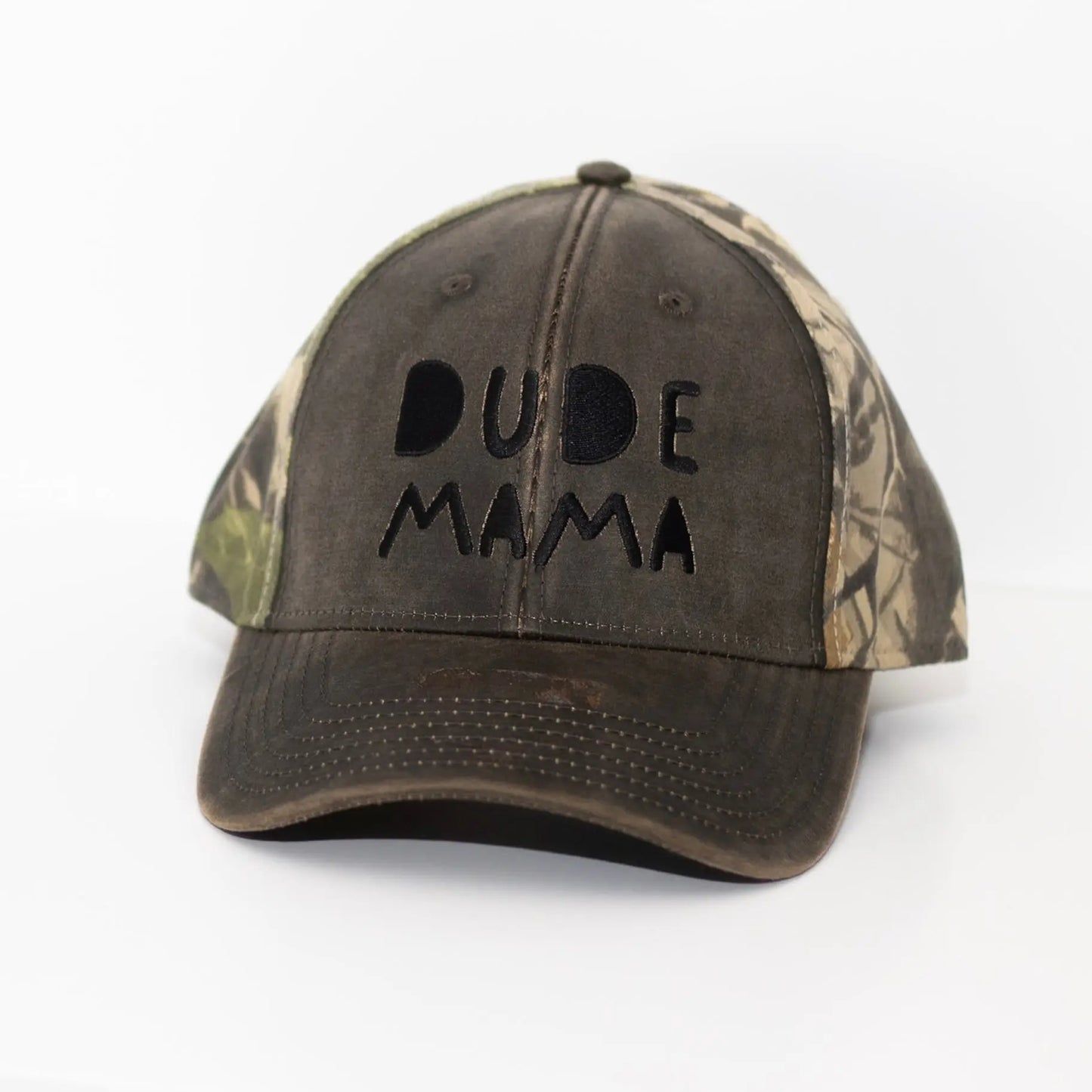 Camo + Brown Dude Mama Hat Dude Mama