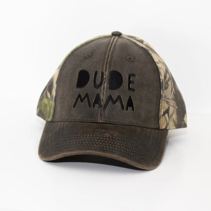 Camo + Brown Dude Mama Hat Dude Mama
