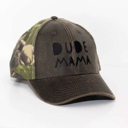 Camo + Brown Dude Mama Hat Dude Mama