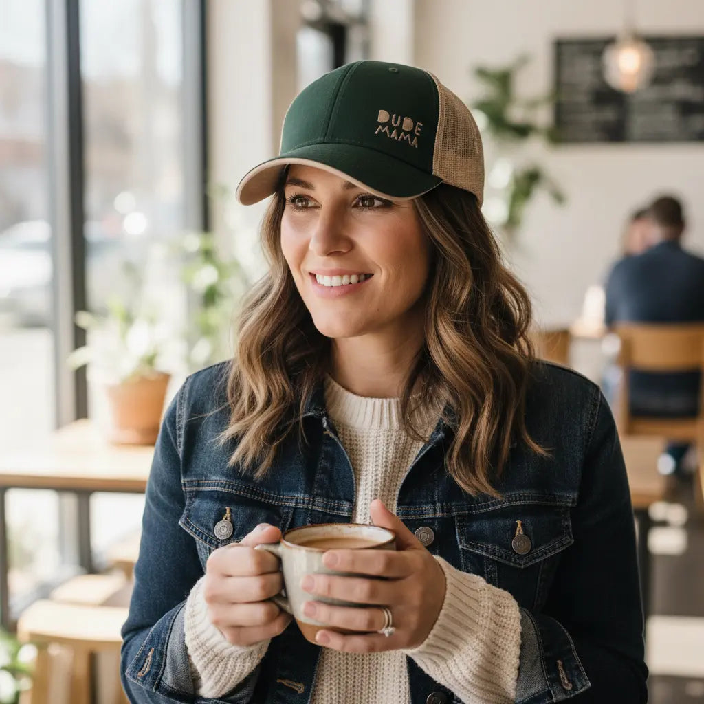 Forest Green + Tan Dude Mama Hat Dude Mama
