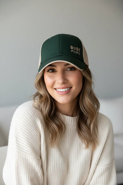 Forest Green + Tan Dude Mama Hat Dude Mama